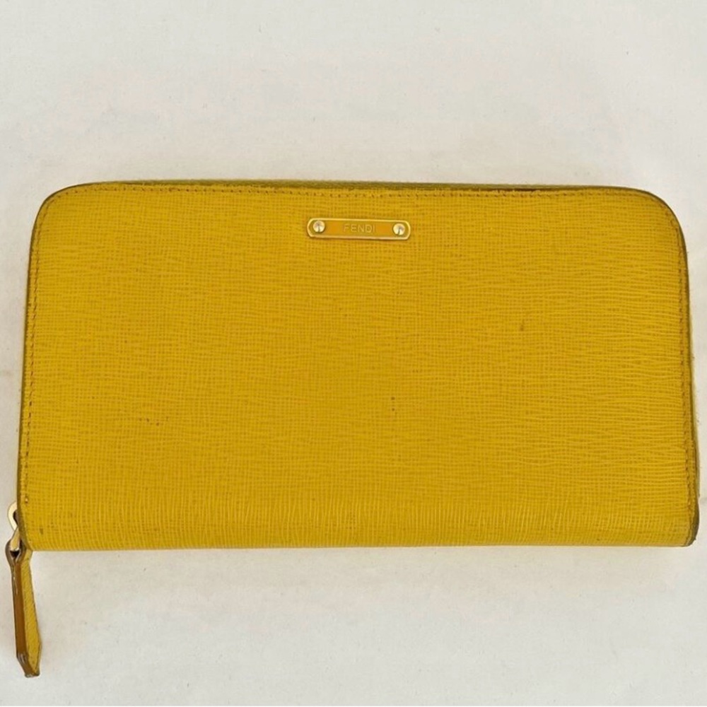 Fendi Mustard Yellow Zip Wallet